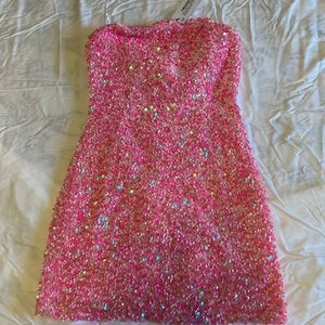 Nasty Gal Pink Sequin Mini Dress